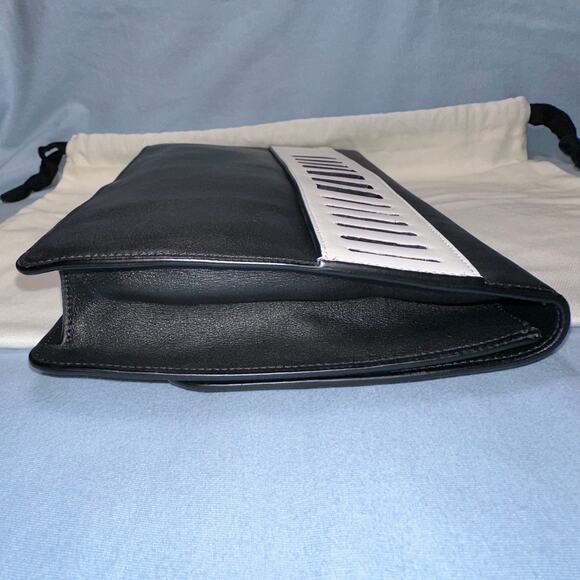 VINCE. black and white leather cutout clutch purse - Picture 6 of 12